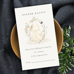 Cartão De Informações Chá de fraldas de Fralda Floral de Bunny Mãe Raffl