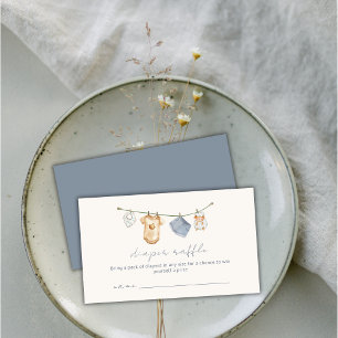 Cartão De Informações Chá de fraldas de Fralda Raffle Simples Boho Cloth