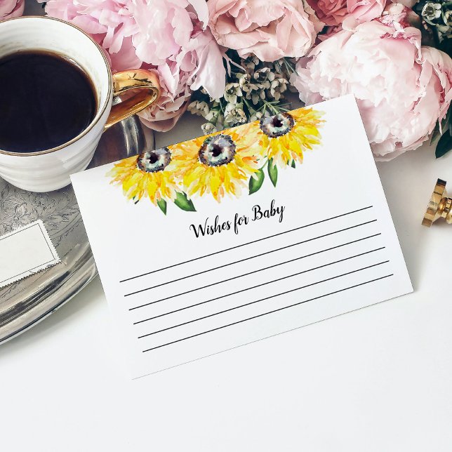 Cartão De Informações Chá de fraldas de girassol desejo de bebê russo (Criador carregado)