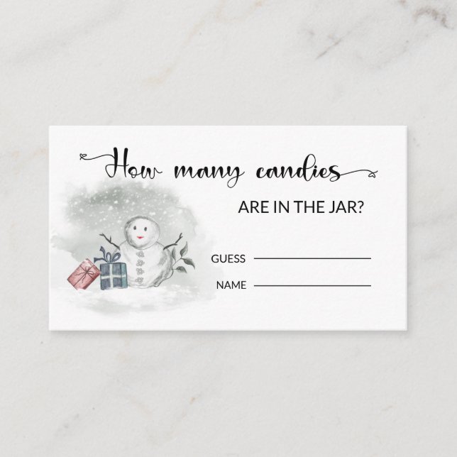 Cartão De Informações Chá de fraldas De Inverno Adivinha Quantas Canais (Frente)