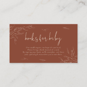 Cartão De Informações Chá de fraldas de Livro Floral Russo Moderno Terra