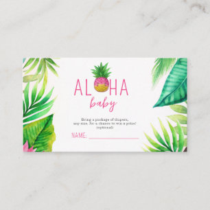 Cartão De Informações Chá de fraldas de Menina Rosa com Pacificadores da