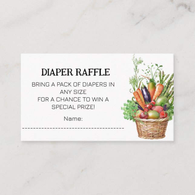 Cartão De Informações Chá de fraldas de mercado do agricultor com cresci (Frente)