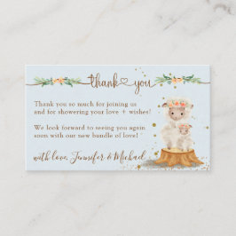 Cartão De Informações Chá de fraldas de ovelha azul suave obrigado