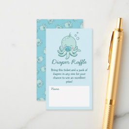 Cartão De Informações Chá de fraldas de polvo bonito Kawaii Blue Boy