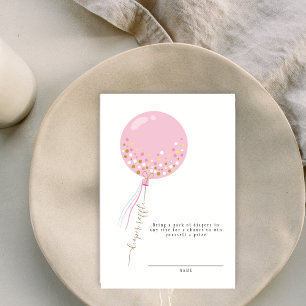 Cartão De Informações Chá de fraldas de Raffle com Fralda de balão rosa