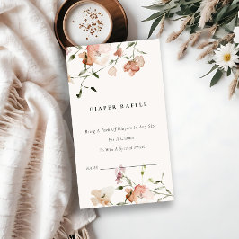 Cartão De Informações Chá de fraldas de Raffle com Fralda Floral Suave M