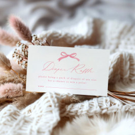 Cartão De Informações Chá de fraldas de Raffle com Fralda rosa simples