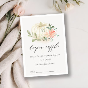 Cartão De Informações Chá de fraldas de Raffle Floral Pumpkin Blush