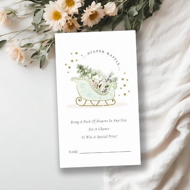 Cartão De Informações Chá de fraldas de Raffle Fralda Azul de inverno Aq (Criador carregado)