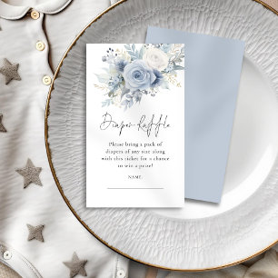 Cartão De Informações Chá de fraldas de Raffle Fralda Azul Dusty Florals