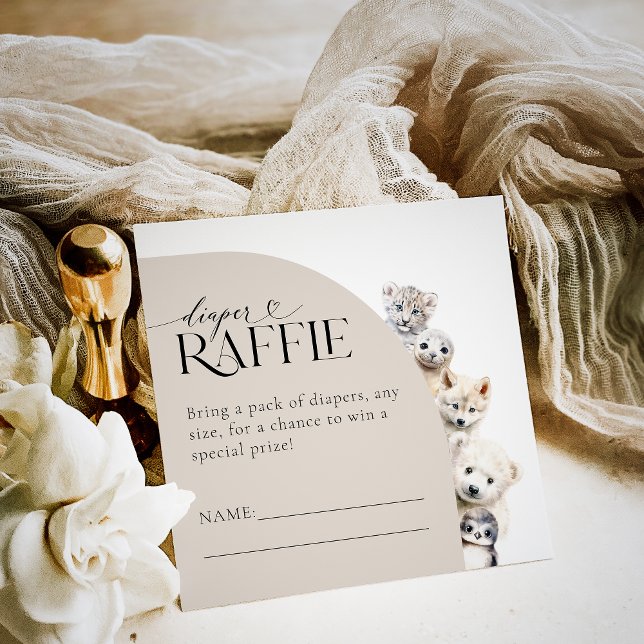 Cartão De Informações Chá de fraldas de Raffle Fralda de Animais Inverno (Criador carregado)