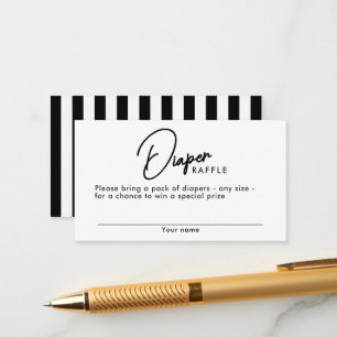 Cartão De Informações Chá de fraldas de Raffle Fralda de  de Stripes Pre