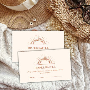 Cartão De Informações Chá de fraldas de Raffle, Fralda de sol de Boho Mi