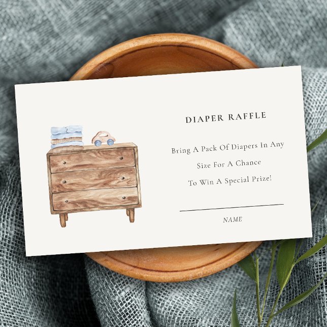 Cartão De Informações Chá de fraldas de Raffle, Fralda Essencial (Criador carregado)