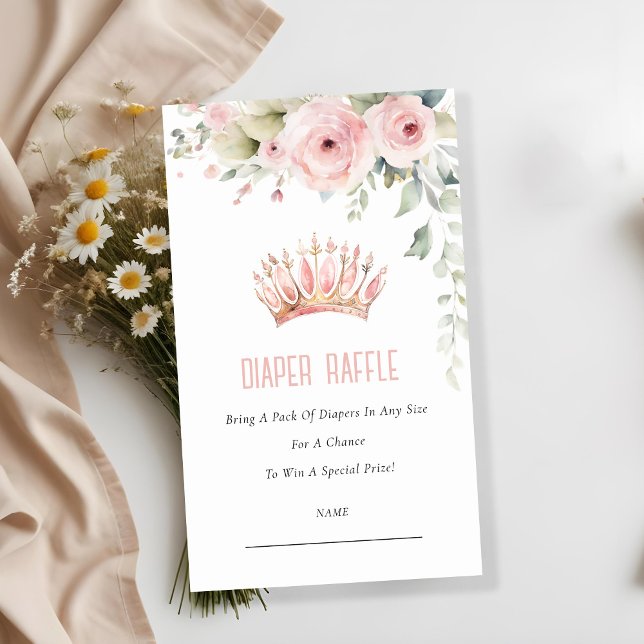 Cartão De Informações Chá de fraldas de Raffle, Princesa Rosa, Fralda (Criador carregado)