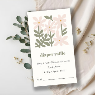 Cartão De Informações Chá de fraldas de Raffle Retro-Fralda Retro-Blush 