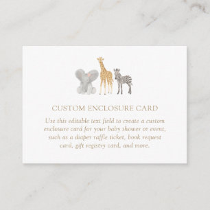Cartão De Informações Chá de fraldas De Rapariga Safari