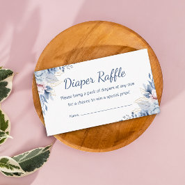 Cartão De Informações chá de fraldas de ripas de fralda floral azul de a