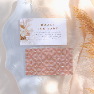 Cartão De Informações Chá de fraldas de Rosa Boho Pampas Grass