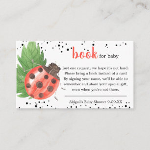 Cartão De Informações Chá de fraldas de Solicitação de Livro Ladybug de