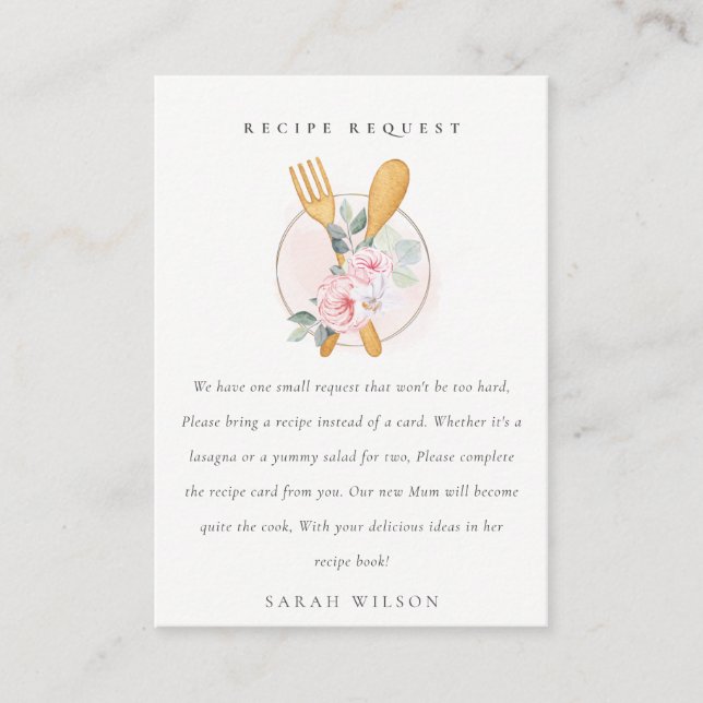 Cartão De Informações Chá de fraldas de Solicitação de Receita Floral do (Frente)