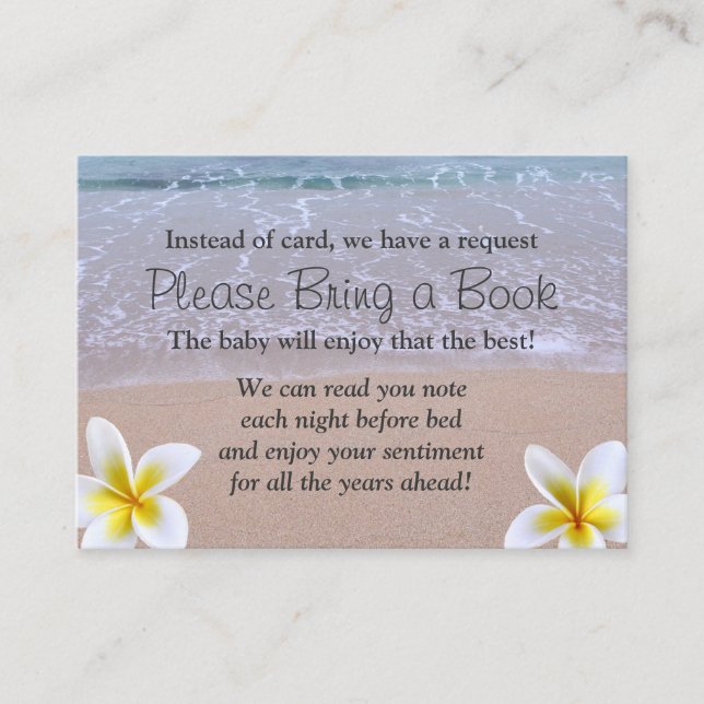 Cartão De Informações Chá de fraldas de Tema de Praia Traga uma Solicita (Frente)