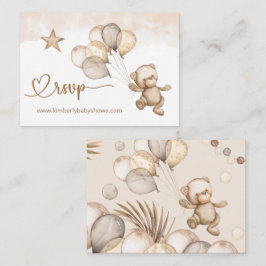 Cartão De Informações Chá de fraldas de Urso Bebês do Urso de Teddy Onli