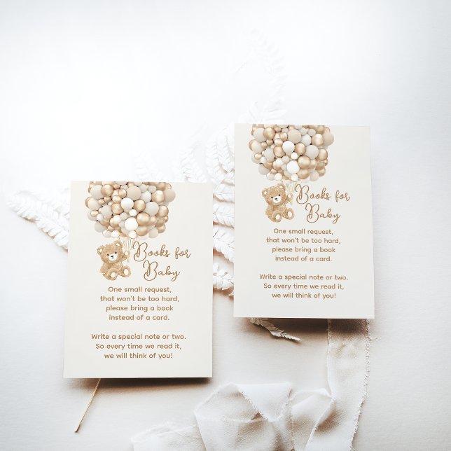 Cartão De Informações Chá de fraldas de Urso Neutro do Gênero do Pedido  (Criador carregado)