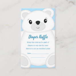 Cartão De Informações Chá de fraldas de Urso Polar Azul