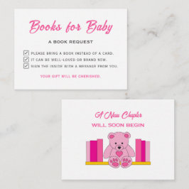 Cartão De Informações Chá de fraldas De Urso Rosa, Por Favor Traga Um Li