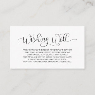 Cartão De Informações Chá de fraldas, Desejo Bem, Preto-Mão