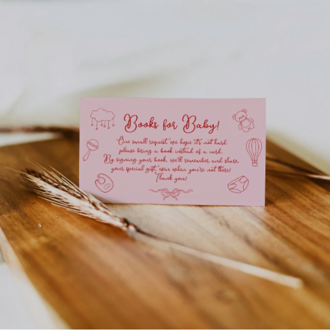 Cartão De Informações Chá de fraldas desenhado à mão, Livros para Arcos (Criador carregado)