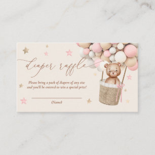 Cartão De Informações Chá de fraldas do Balão do Urso Teddy Raffle
