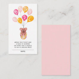 Cartão De Informações Chá de fraldas do Balão do Urso Teddy Raffle