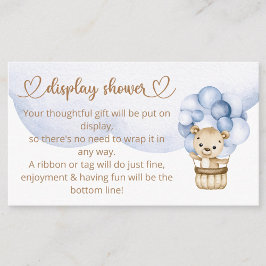 Cartão De Informações Chá de fraldas do Bear Boy Bear Bear