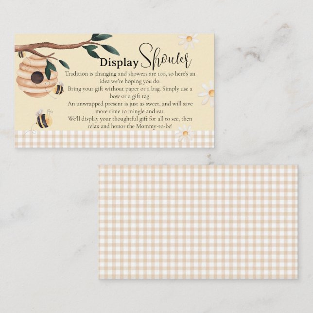 Cartão De Informações Chá de fraldas do Chá de Abelhas de Mel (Frente/Verso)