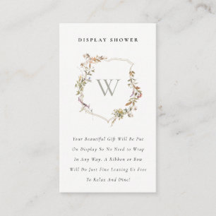 Cartão De Informações Chá de fraldas do Chá de Exibição de Crest de Flor