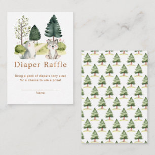 Cartão De Informações Chá de fraldas do Lobo Woodland Raffle