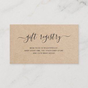 Cartão De Informações Chá de fraldas do Registro de Presente Castanho Ne
