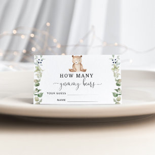 Cartão De Informações Chá de fraldas do urso adivinha quantos ursos bril