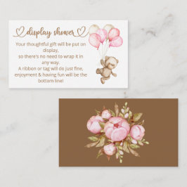 Cartão De Informações Chá de fraldas do Urso Bebê