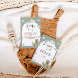 Cartão De Informações Chá de fraldas do Urso de Boho da fralda Raffle