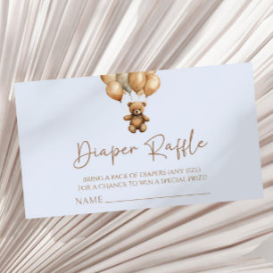 Cartão De Informações Chá de fraldas do Urso de Teddy Brown Raffle
