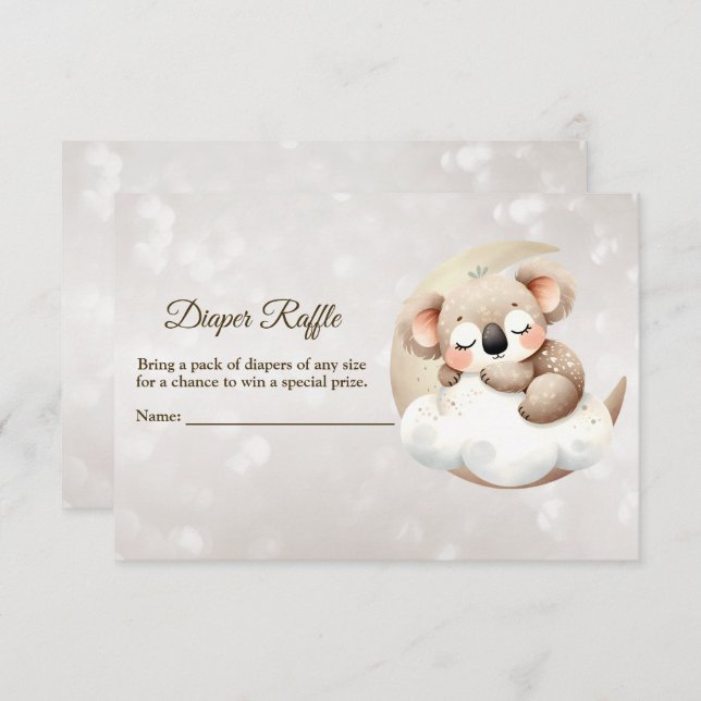 Cartão De Informações Chá de fraldas Dormindo Fralda Animal Raffle (Frente/Verso)