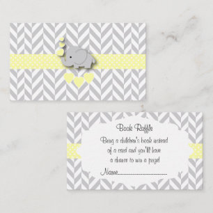 Cartão De Informações Chá de fraldas Elefante-Cinza-Amarelo Raffle