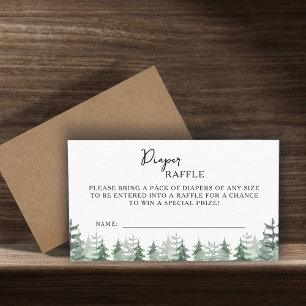 Cartão De Informações Chá de fraldas Elegante Pinheira Aquarela Inverno