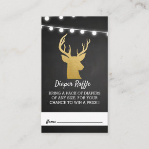 Cartão De Informações Chá de fraldas   Faux Gold Foil Antler Fralda Raff