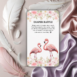 Cartão De Informações Chá de fraldas Flamingo, Elegante Floral, Rosa