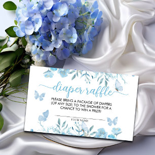 Cartão De Informações Chá de fraldas Floral Azul fralda Raffle